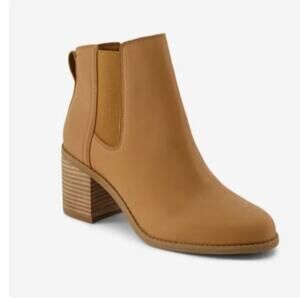 New Toms Evelyn Chelsea Genuine Leather Boot  Cognac Brown 8.5